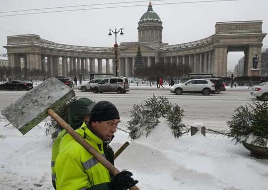 Южный циклон принес в Санкт-Петербург снежный шторм