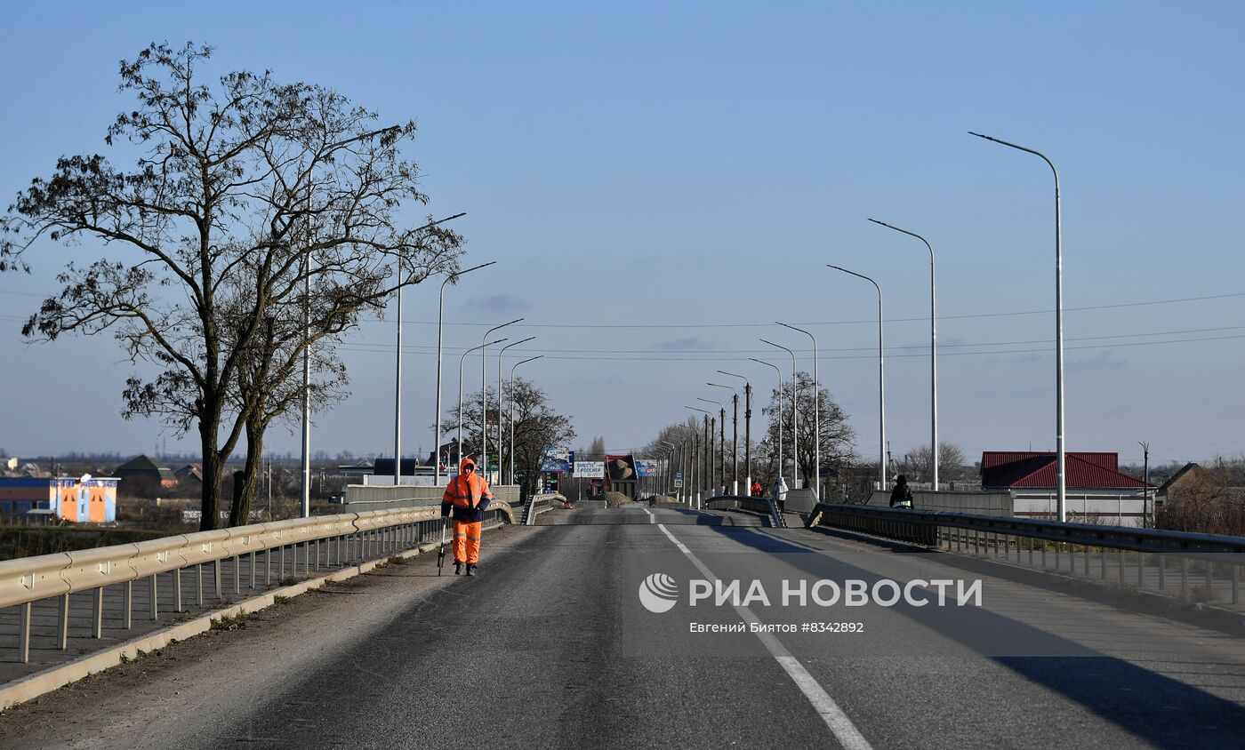 Ремонт подорванного моста на трассе Мелитополь – Бердянск