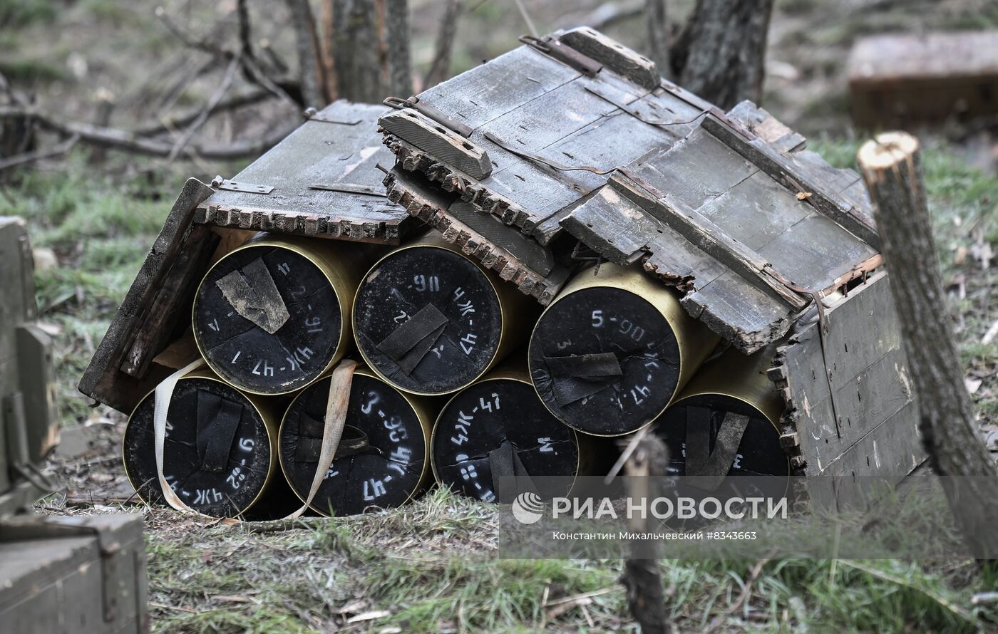 Работа артиллерийского расчета на Запорожском направлении