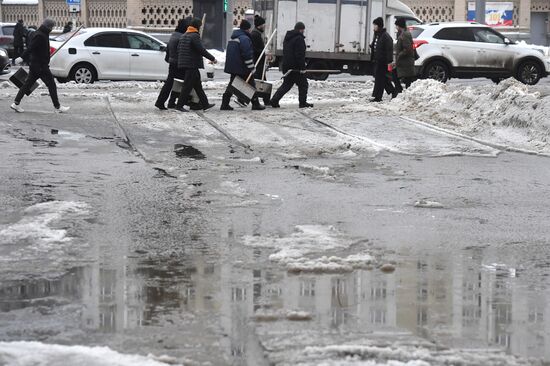 Последствия ледяного дождя в Москве