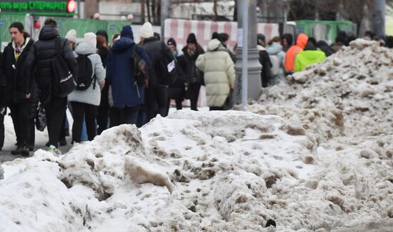 Последствия ледяного дождя в Москве