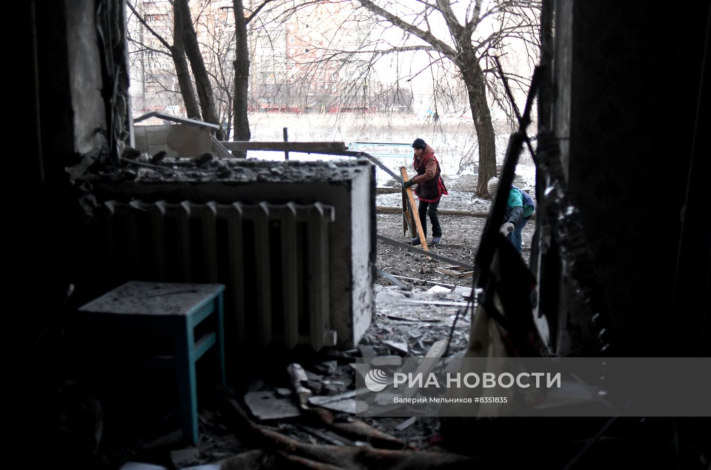 Последствия обстрела в Горловке