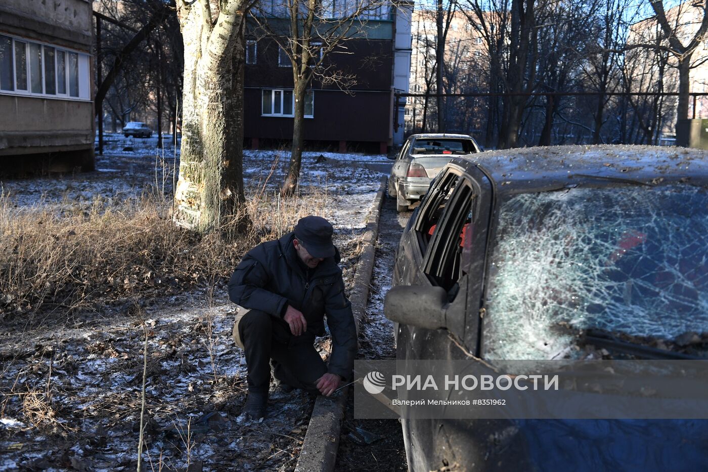 Последствия обстрела в Горловке