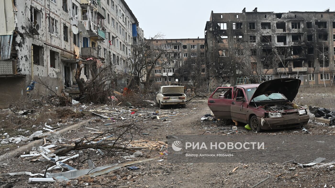 Бойцы ЧВК "Вагнер" в освобожденном Соледаре