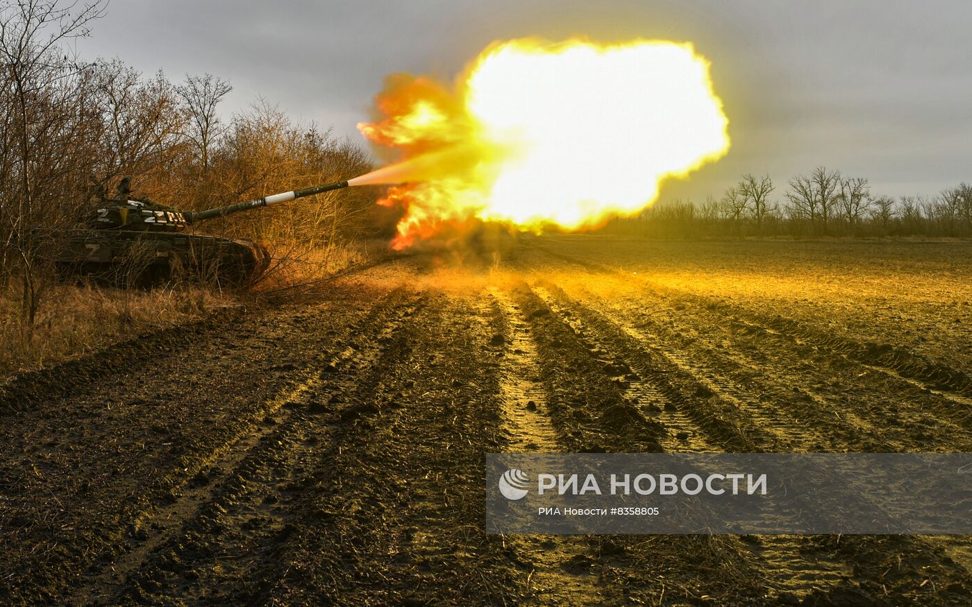 Работа танков Т-72Б в южном секторе специальной военной операции