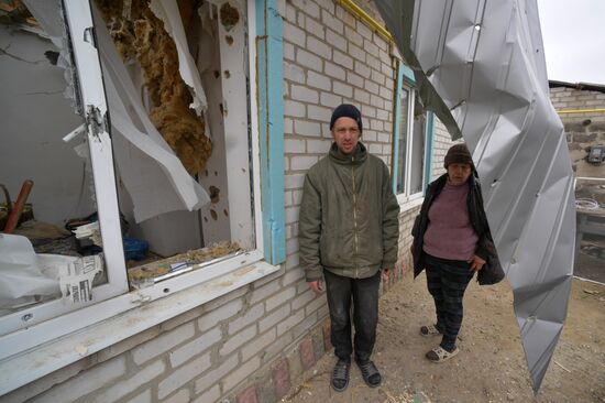 Разрушения в городе Васильевка в Запорожской области