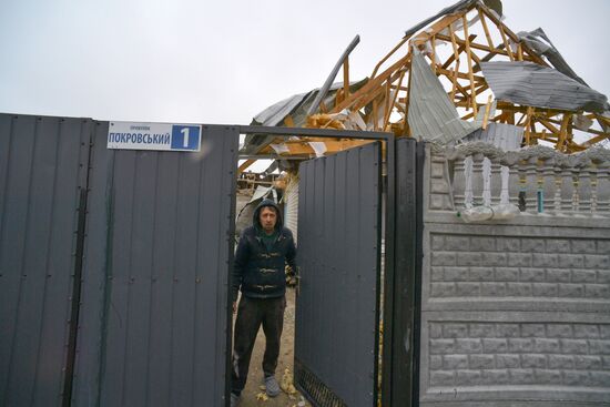 Разрушения в городе Васильевка в Запорожской области