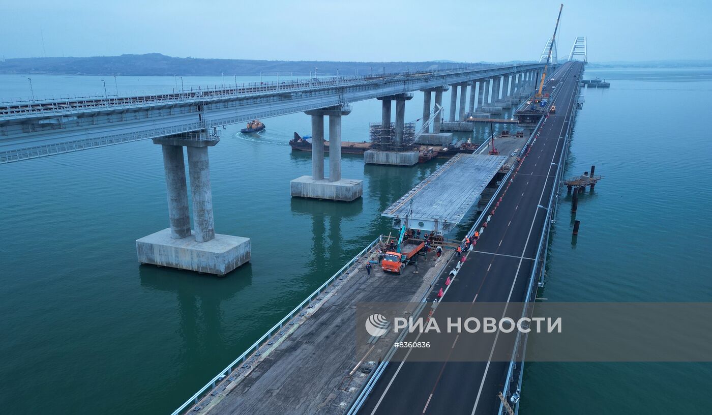 Завершена надвижка третьего пролета левой автодорожной части Крымского моста