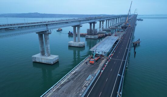 Завершена надвижка третьего пролета левой автодорожной части Крымского моста