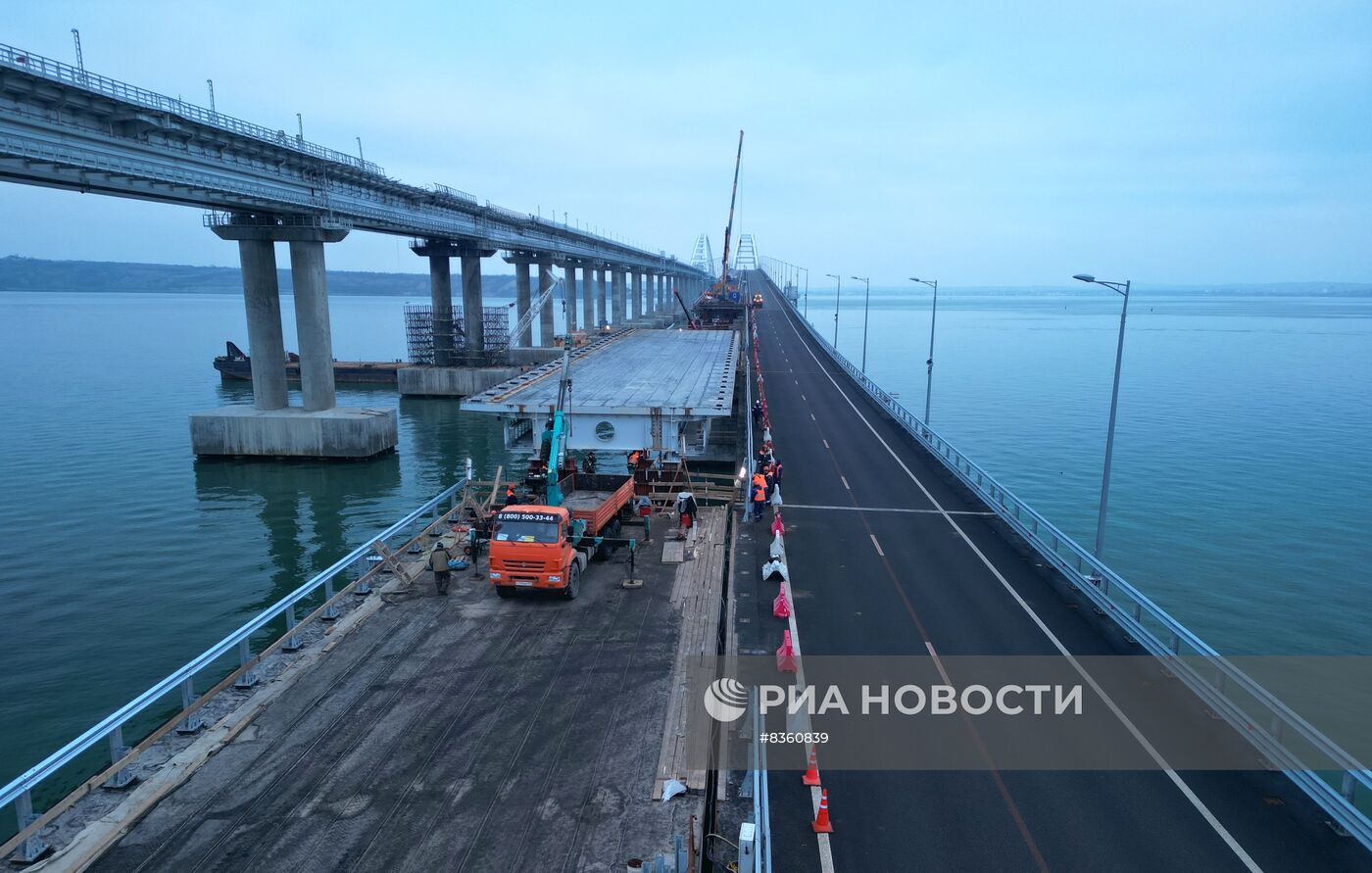 Завершена надвижка третьего пролета левой автодорожной части Крымского моста