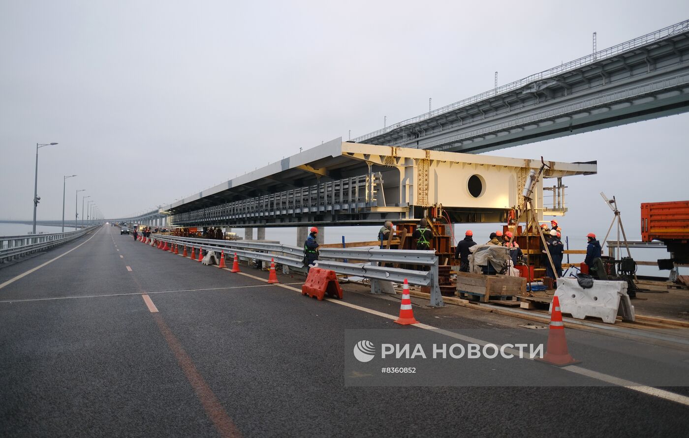 Завершена надвижка третьего пролета левой автодорожной части Крымского моста