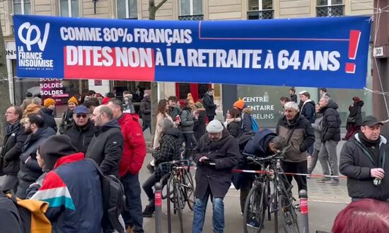 Акция протеста против повышения пенсионного возраста во Франции