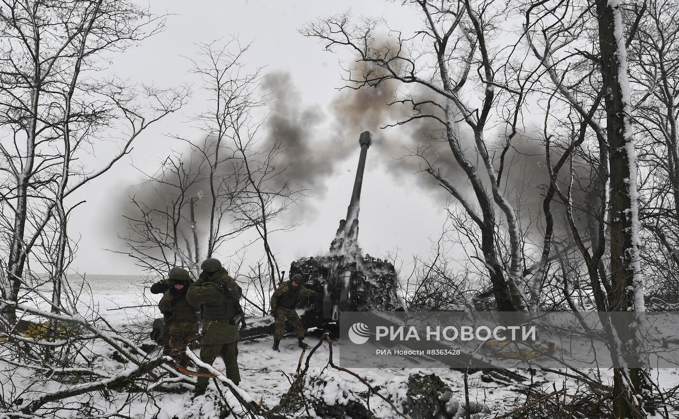 Работа гаубиц "Мста-Б" в южном секторе СВО