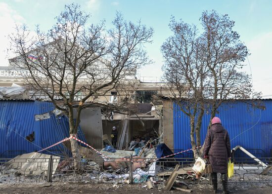 Последствия обстрела Горловки в ДНР