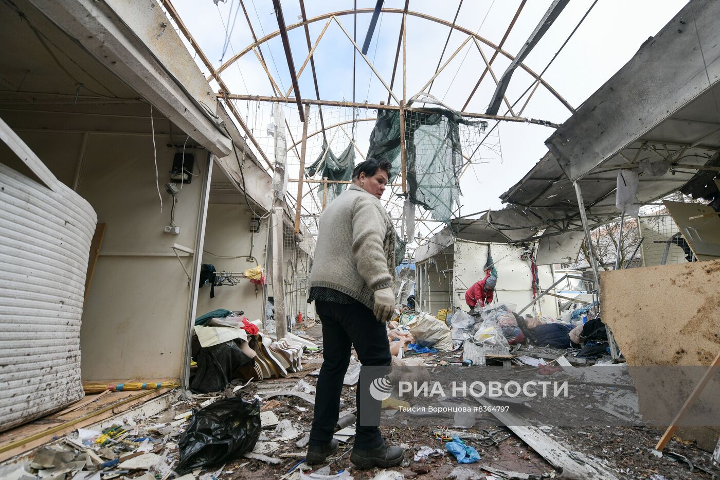 Последствия обстрела Горловки в ДНР