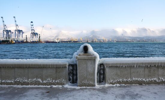 Последствия ледяного дождя в Новороссийске