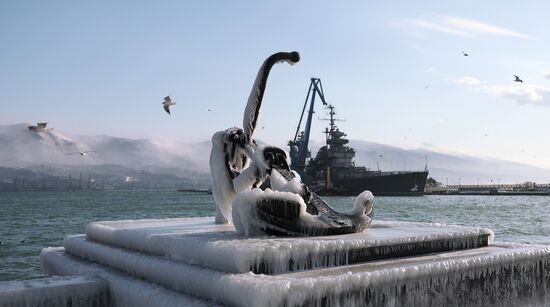 Последствия ледяного дождя в Новороссийске