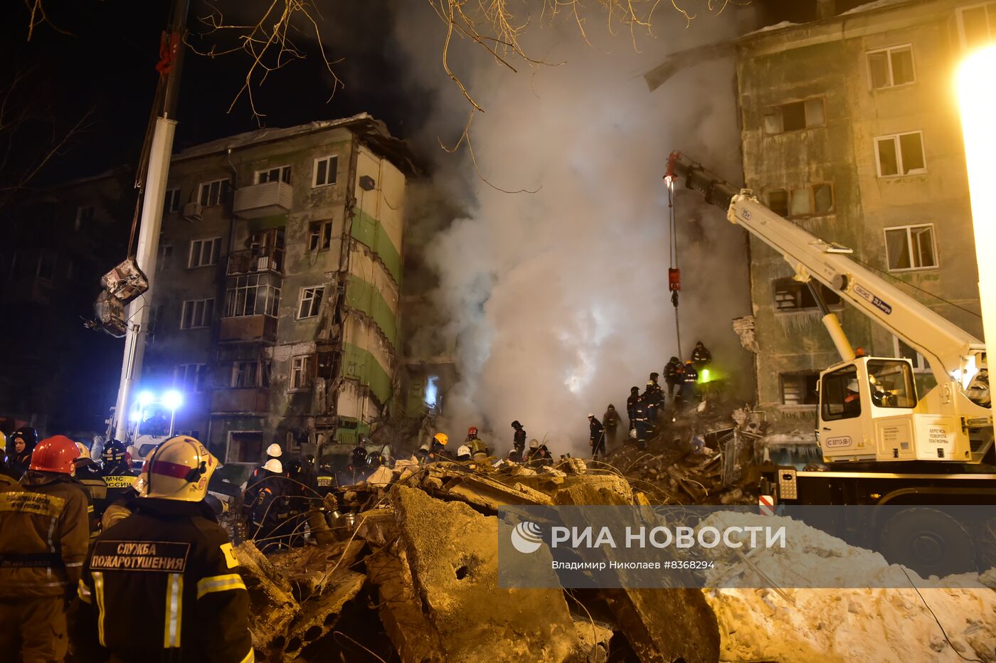 Ликвидация последствий взрыва газа в жилом доме в Новосибирске