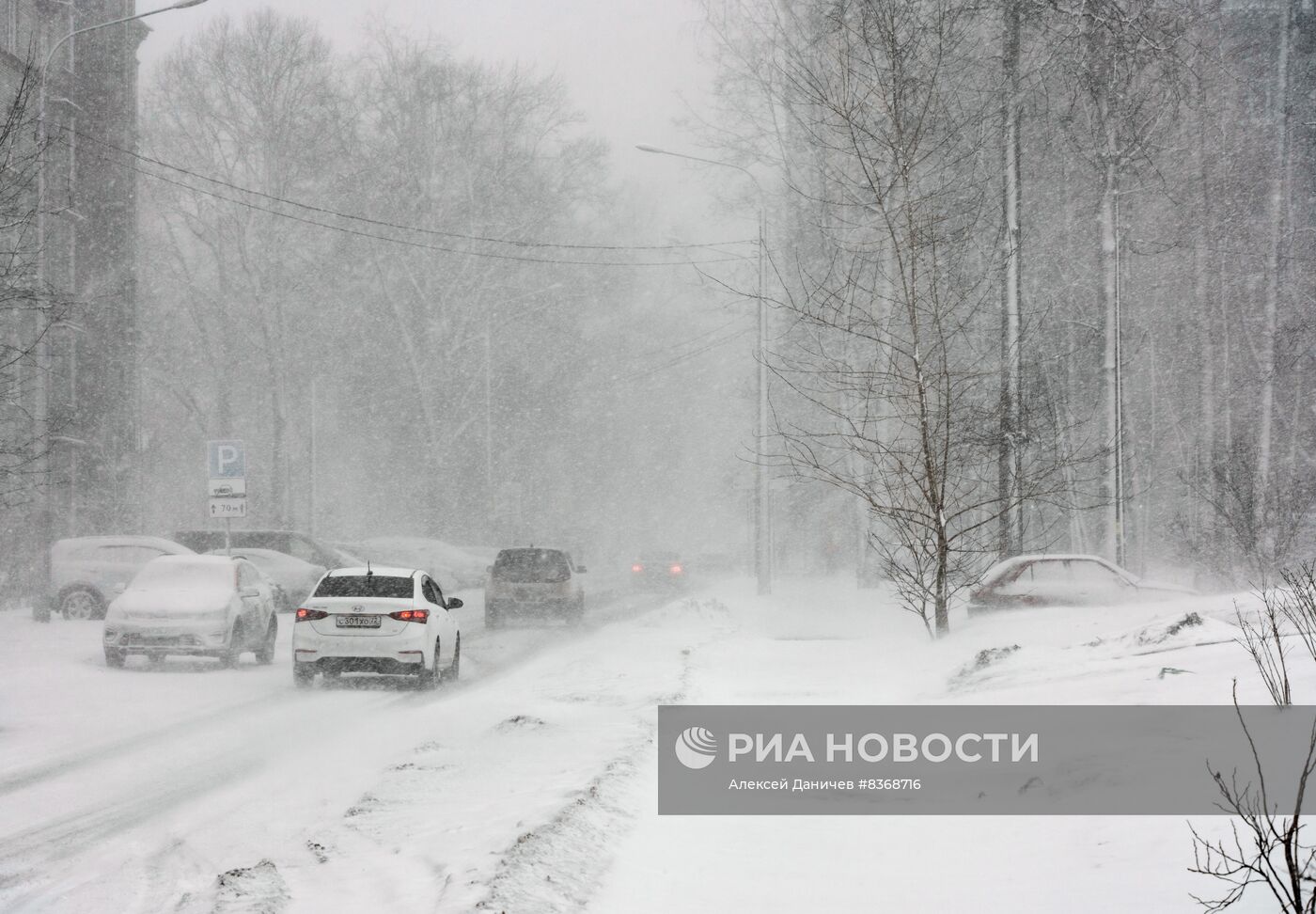 Снежный шторм в Санкт-Петербурге