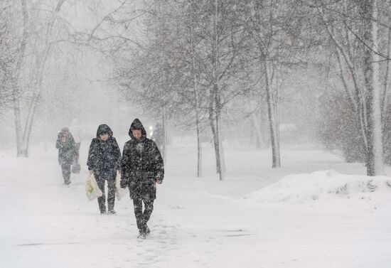 Снежный шторм в Санкт-Петербурге