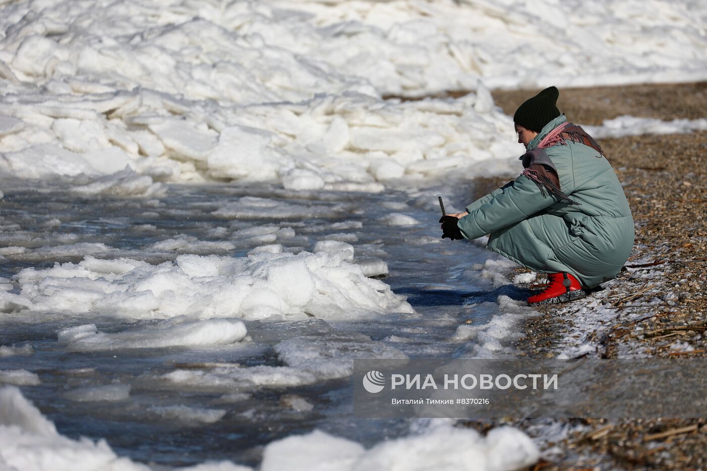 Азовское море замерзло в Краснодарском крае