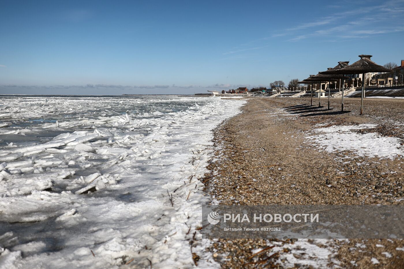 Азовское море замерзло в Краснодарском крае