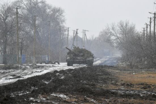 Работа танков Т-72Б в южном секторе СВО