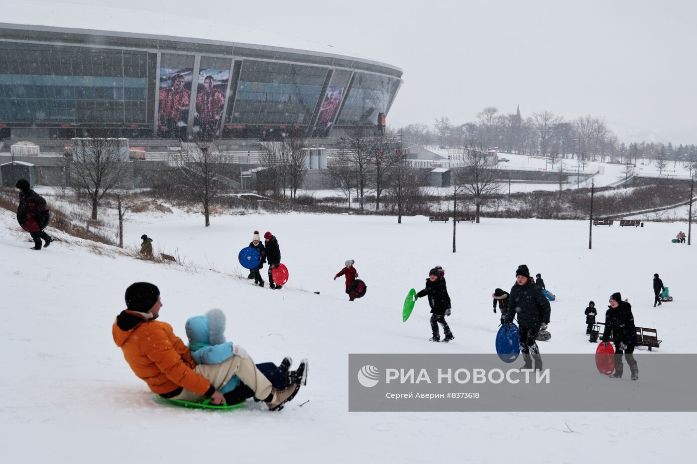 Зимний отдых горожан в Донецке