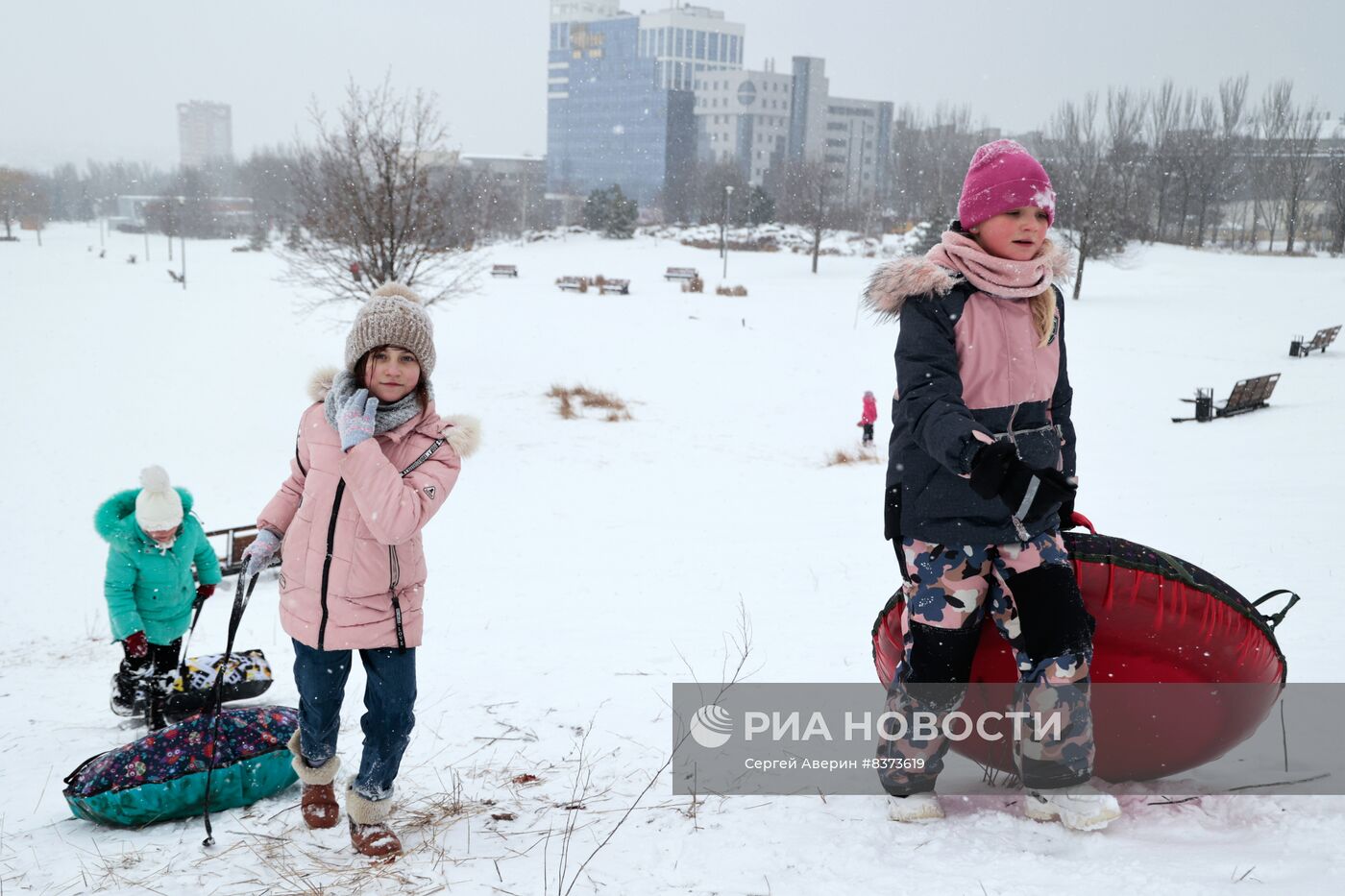 Зимний отдых горожан в Донецке