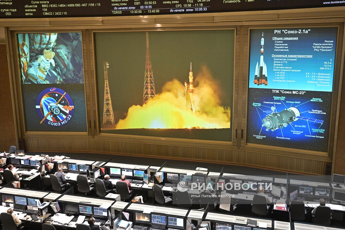 Пуск РН "Союз-2.1а" с беспилотным кораблем "Союз МС-23" с космодрома Байконур