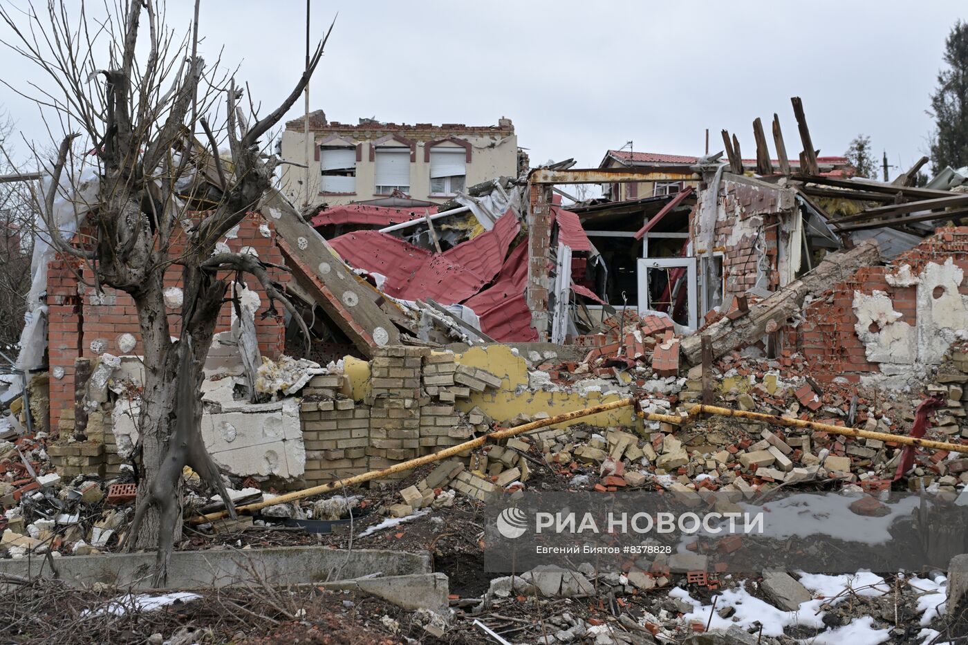Разрушения в Марьинке Донецкой народной республики