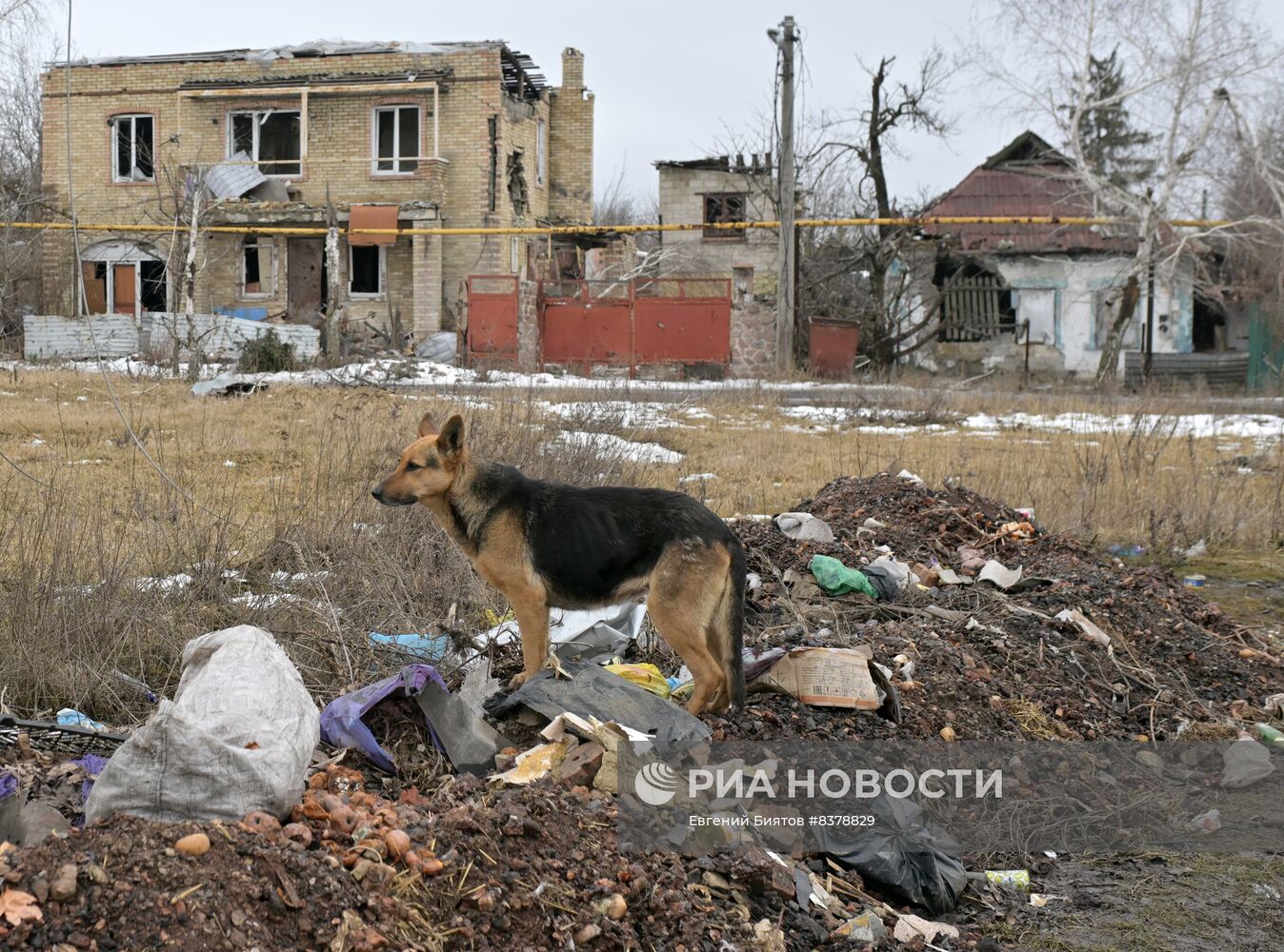 Разрушения в Марьинке Донецкой народной республики