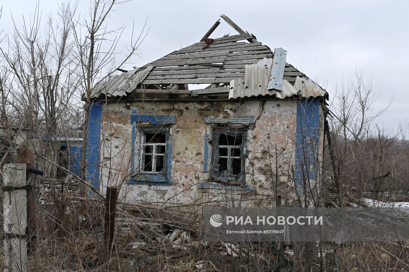 Разрушения в Марьинке Донецкой народной республики