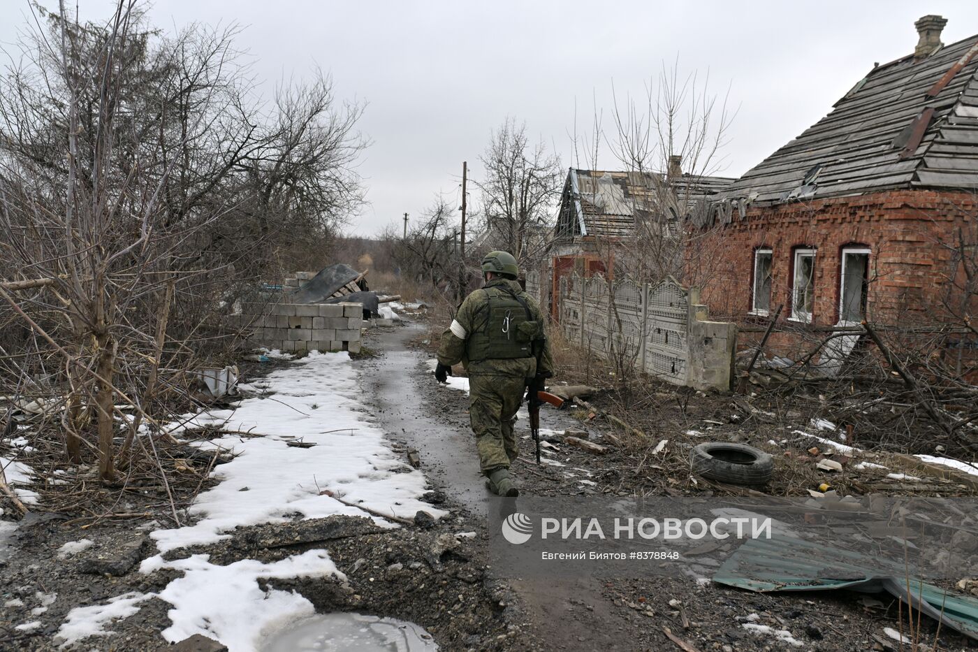 Разрушения в Марьинке Донецкой народной республики