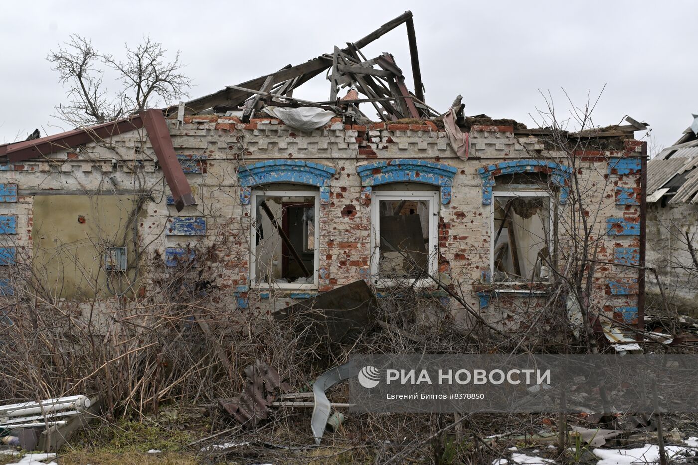 Разрушения в Марьинке Донецкой народной республики