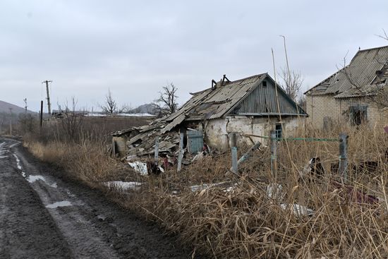 Разрушения в Марьинке Донецкой народной республики