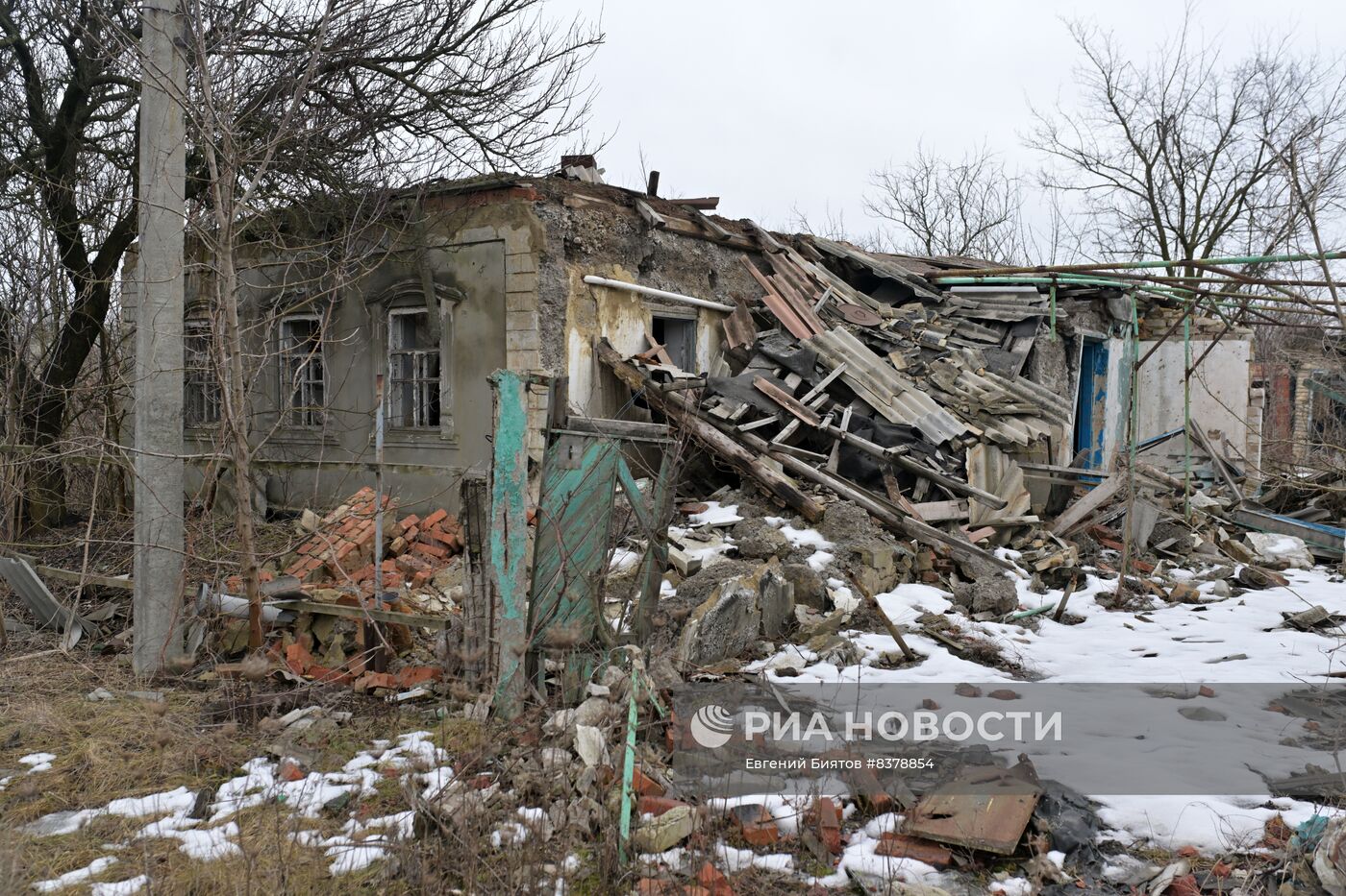 Разрушения в Марьинке Донецкой народной республики