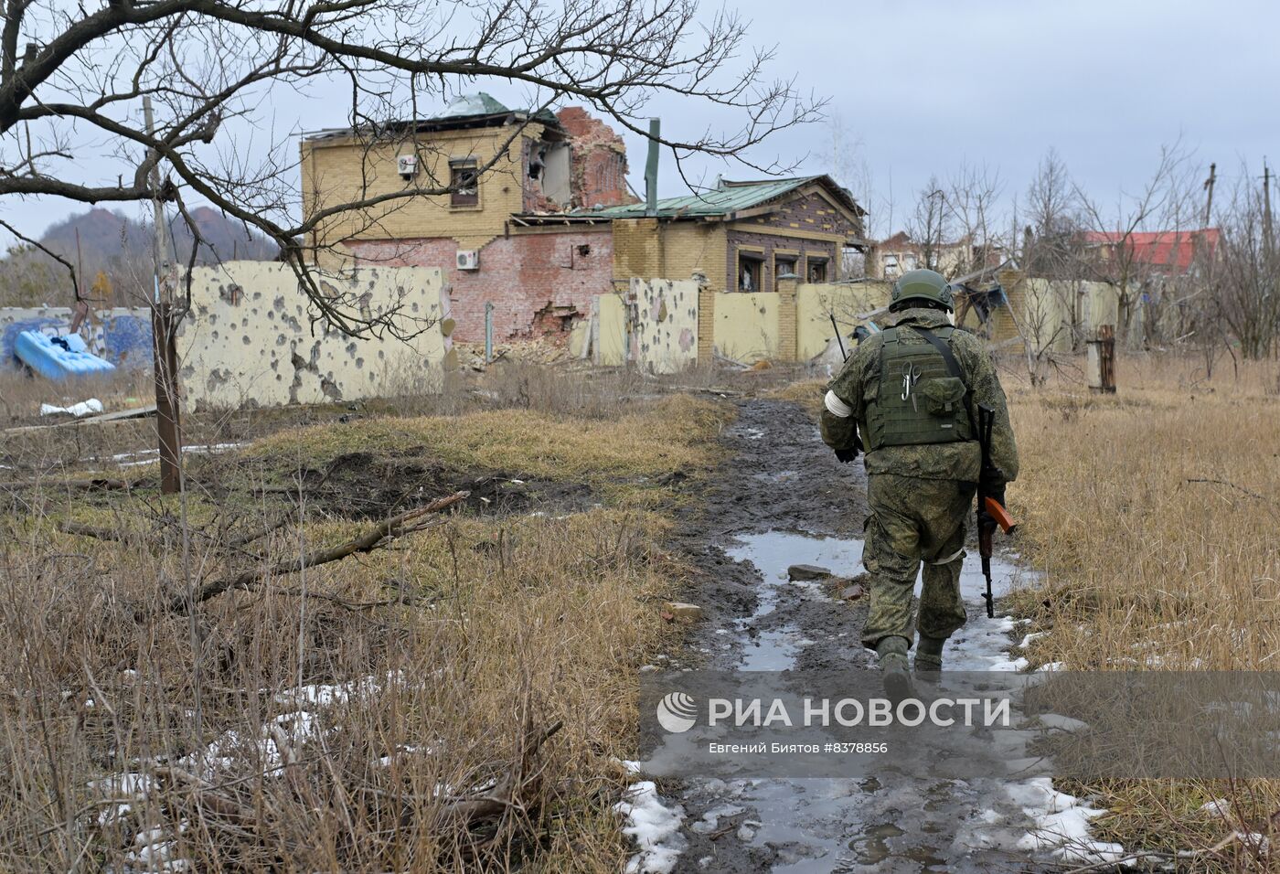 Разрушения в Марьинке Донецкой народной республики