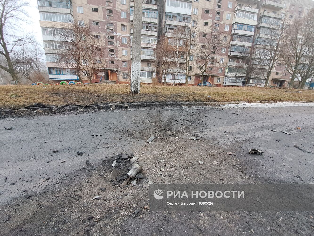 Последствия обстрела Горловки в ДНР