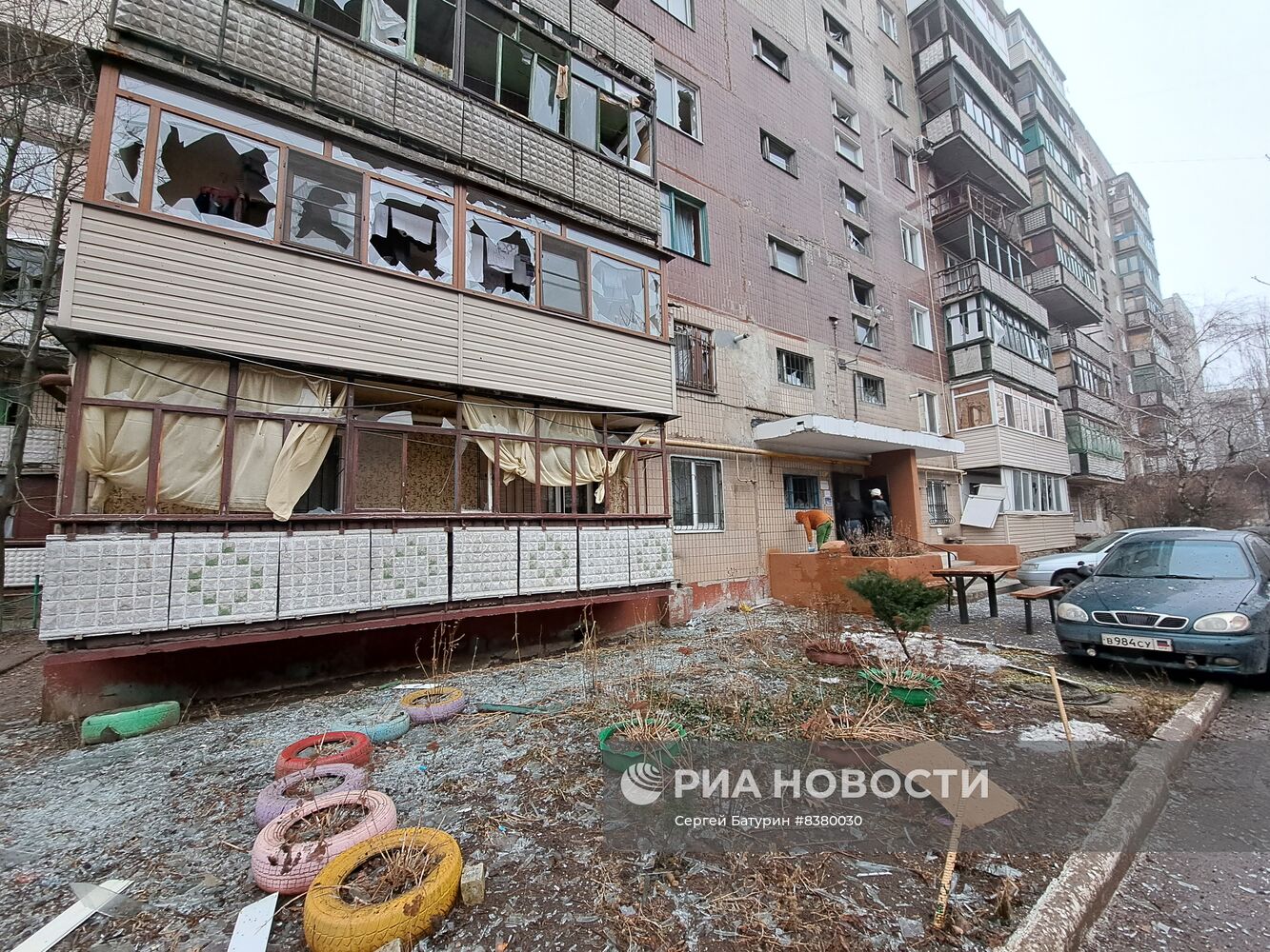 Последствия обстрела Горловки в ДНР