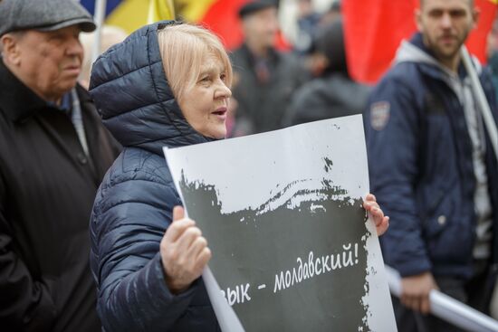 Протест у Конституционного суда Молдовы в защиту Конституции и молдавского языка