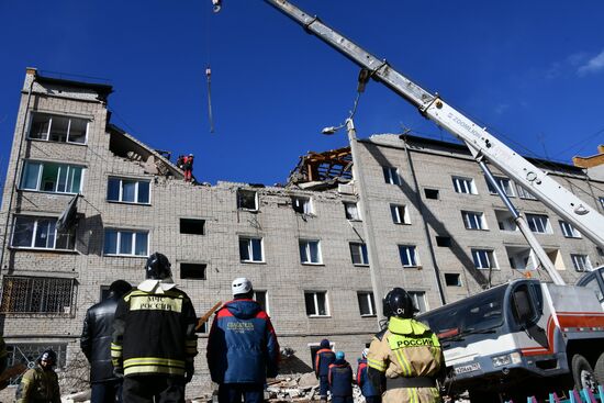 Ликвидация последствий взрыва газа в жилом доме в Чите