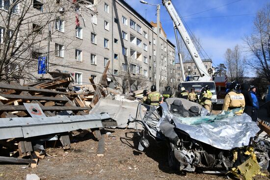 Ликвидация последствий взрыва газа в жилом доме в Чите