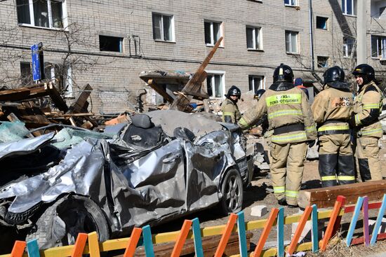 Ликвидация последствий взрыва газа в жилом доме в Чите