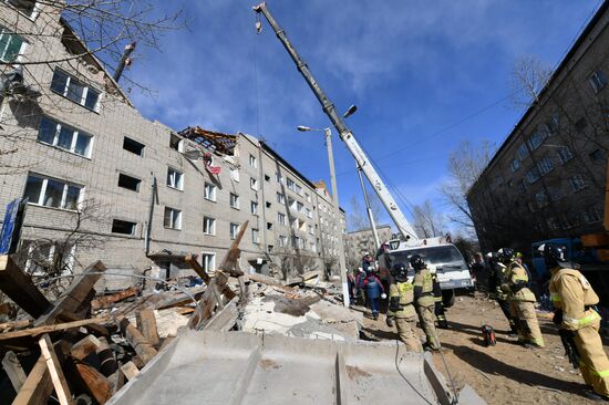 Ликвидация последствий взрыва газа в жилом доме в Чите