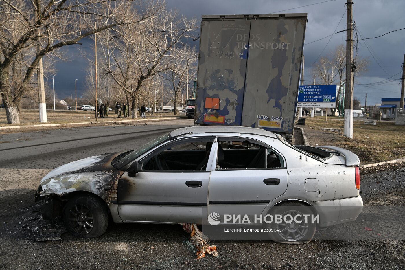 Последствия обстрела Перевальска в ЛНР из РСЗО HIMARS