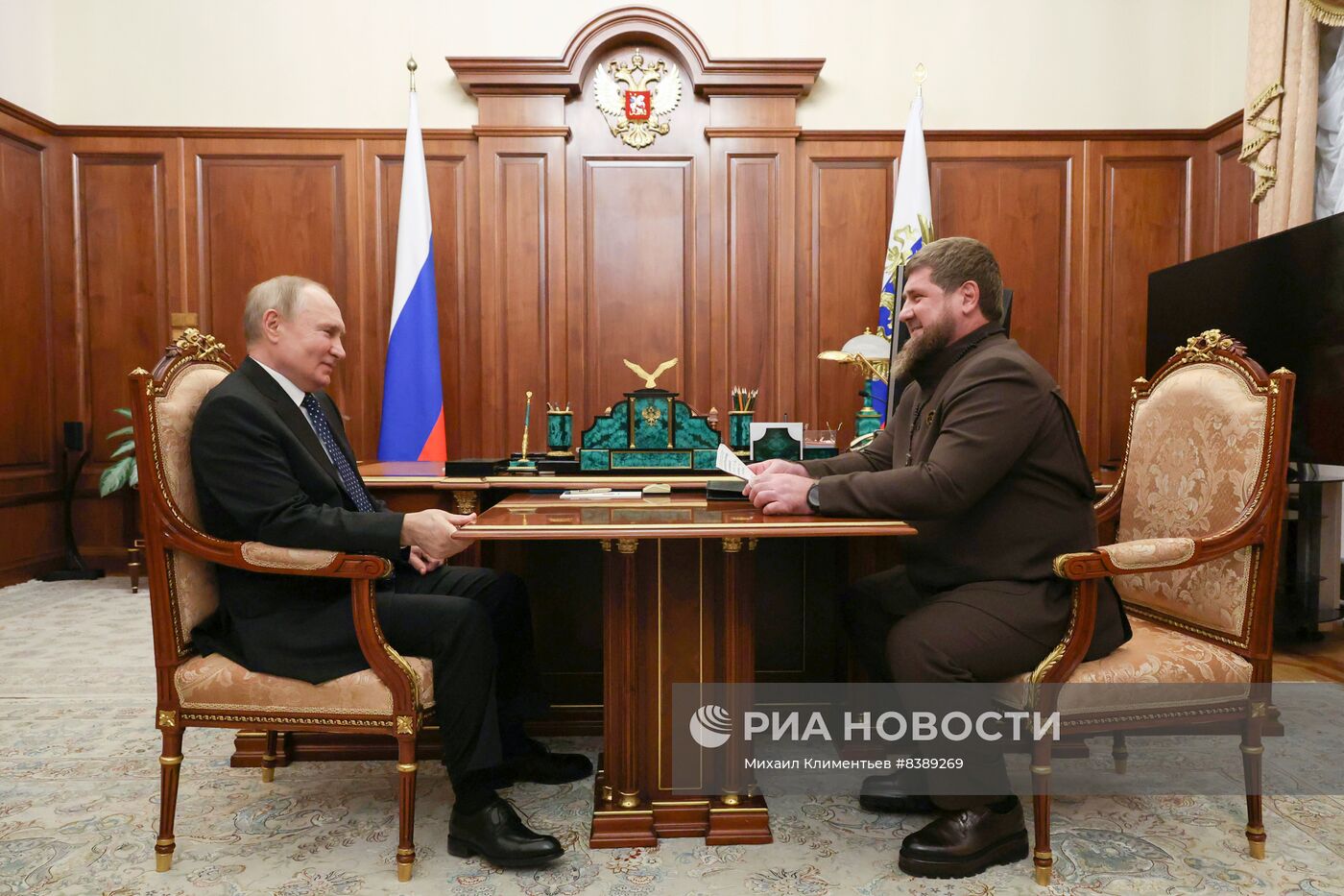 Президент РФ В. Путин провел встречу с главой Чеченской Республики Р. Кадыровым 