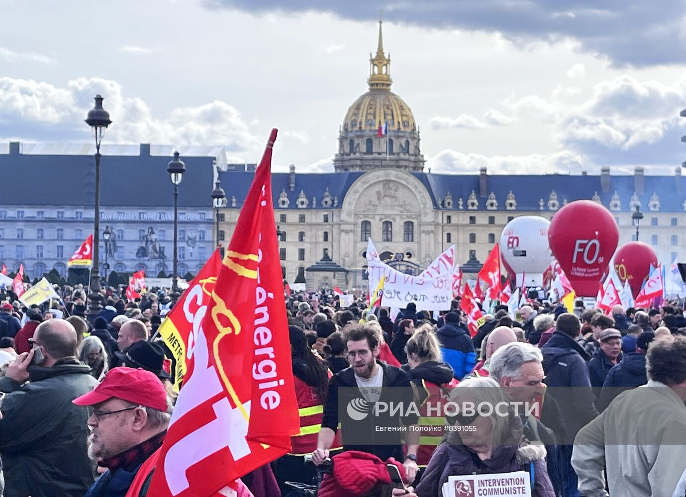 Акция протеста против пенсионной реформы в Париже