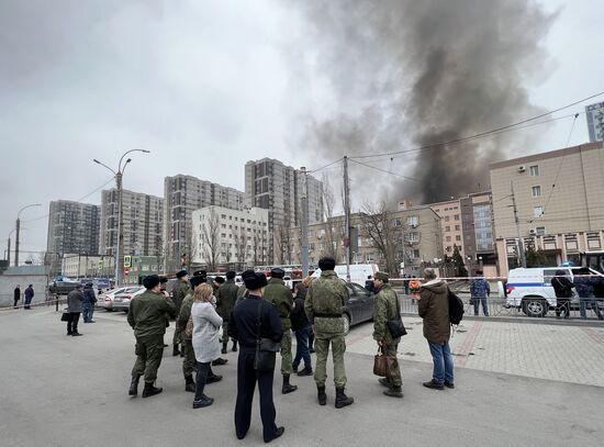 Пожар в здании погранслужбы ФСБ по Ростовской области