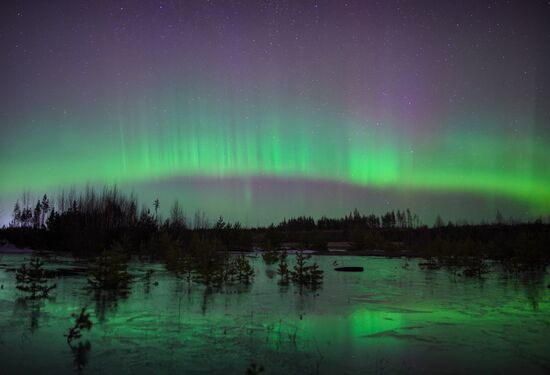 Северное сияние в Ленинградской области
